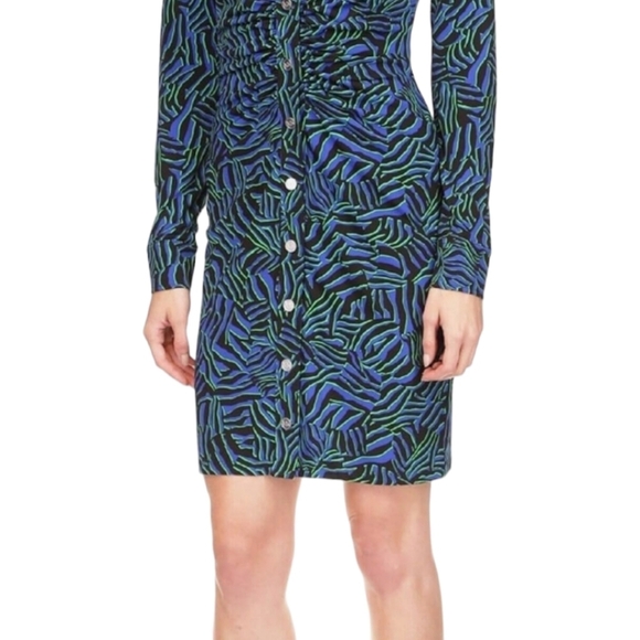 NWT Michael Kors Women's Zebra-Print Ruched Mini Dress Sizes (M,XL) - Picture 4 of 5